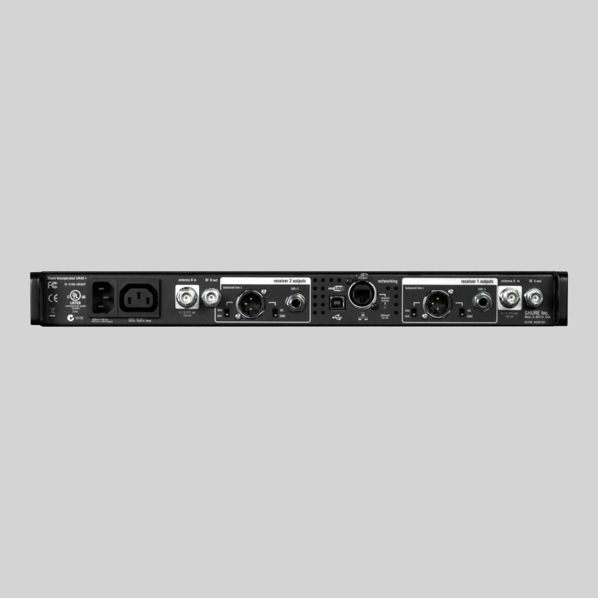 UR4D+-UHF-R双通道无线接收机，可级联- Shure 舒尔中国